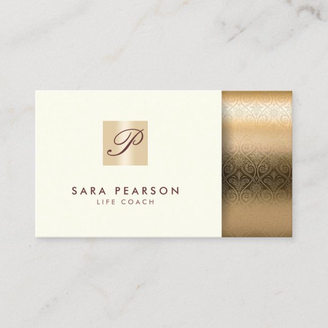Carte De Visite Life Coach Elegant Gold Texogramme (Devant)