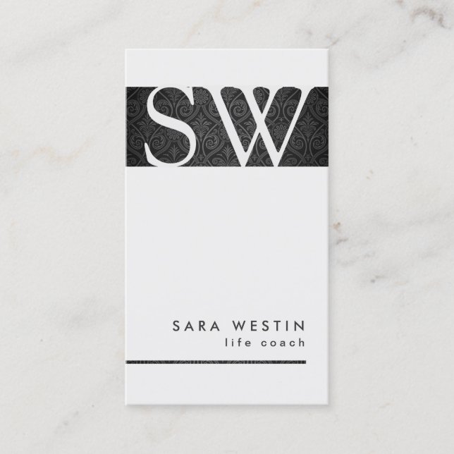 Carte De Visite Life Coach Services personnels Monogramme Noir Dam (Devant)
