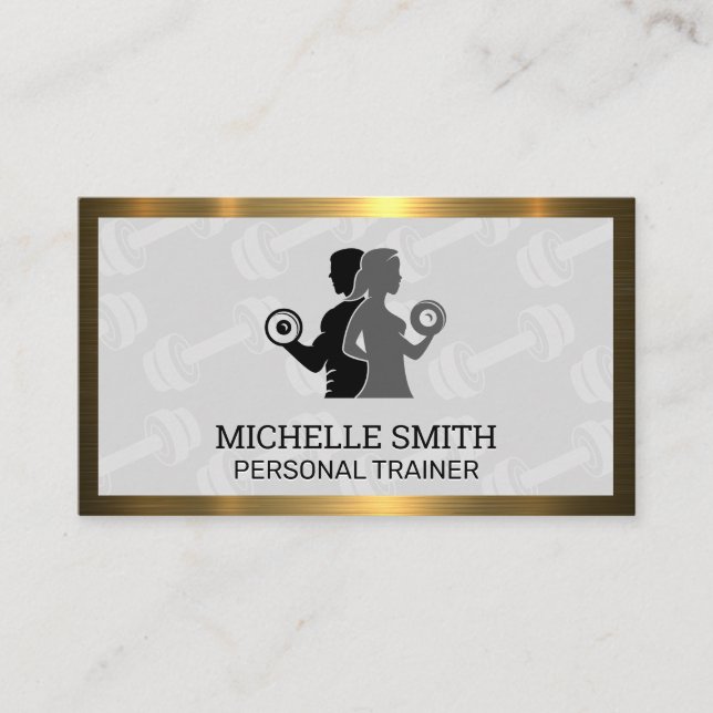 Carte De Visite Lifting en couple | Motif Dumbbell (Devant)