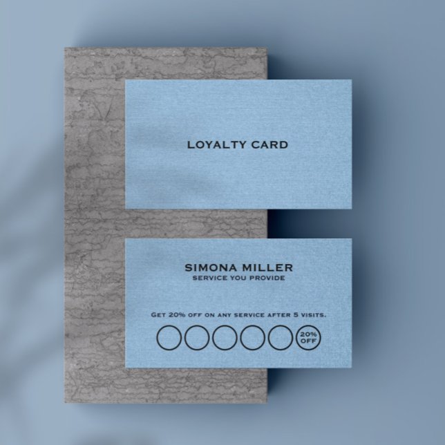 Carte De Visite Light Blue Linen Texture Loyalty Card (Créateur téléchargé)