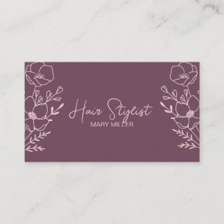 Carte De Visite Ligne artistique florale rose poussiéreux mauve Co