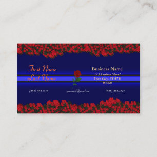 Carte De Visite Ligne Bleue Mince 3D - Bouquet Rose 3D
