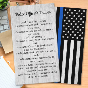Carte De Visite Ligne Bleue Mince Drapeau Officier de police Prièr