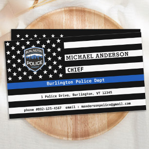 Carte De Visite Ligne Bleue Mince Logo Police Personnalisée