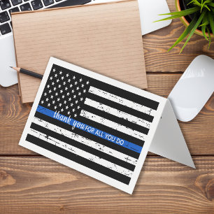 Carte De Visite Ligne Bleue mince Merci de police drapeau américai