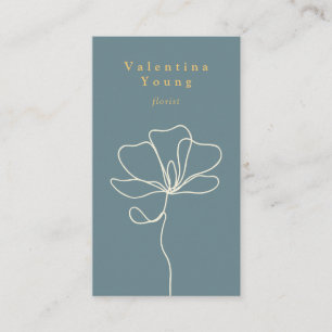 Carte De Visite Ligne bleue moderne art floral élégant dessin