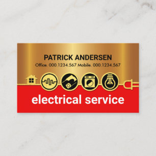 Carte De Visite Ligne d'alimentation d'icônes électriques Gold éto