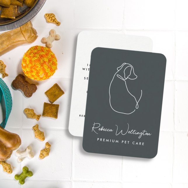 Carte De Visite Ligne de chien vert mignon dessin animal Sitter ch (Créateur téléchargé)