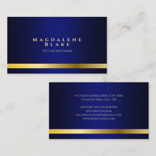 Carte De Visite Ligne dorée luxueuse Minimaliste Bleu Royal
