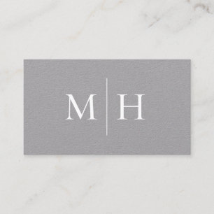 Carte De Visite Ligne minimaliste moderne Monogramme initial Gris