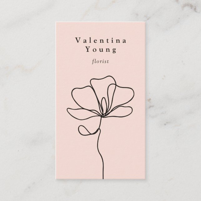 Carte De Visite Ligne rose vif moderne art dessin floral élégant (Devant)