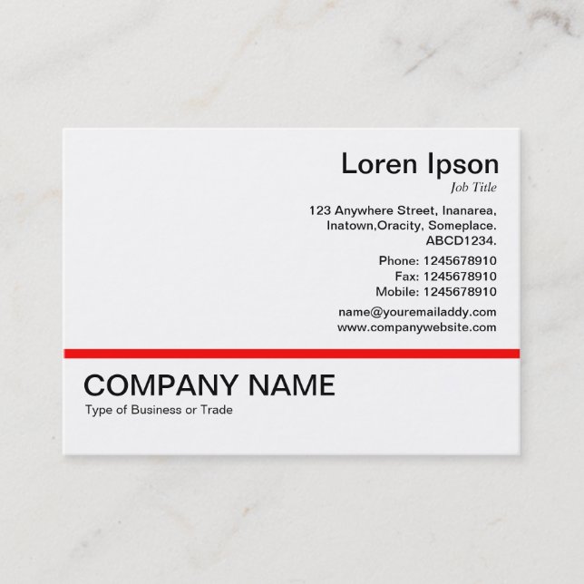 Carte De Visite Ligne rouge v2 - Noir sur blanc (Devant)