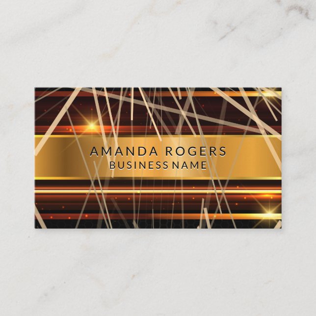 Carte De Visite Lignes Abstraites Gold Metallic High Shine (Devant)