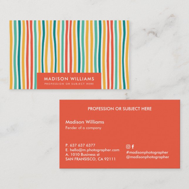 Carte De Visite Lignes Colorées Style tendance moderne affaires Bu (Devant / Derrière)