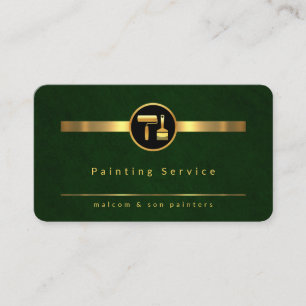 Carte De Visite Lignes de peinture d'or Emerald Green Grunge