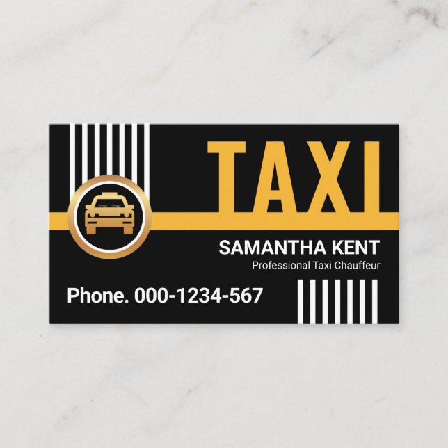 Carte De Visite Lignes De Taxi Jaune Élégantes En Conduite (Devant)