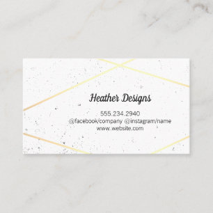 Carte De Visite Lignes d'or géométriques et pointillées (noir/blan