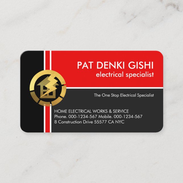 Carte De Visite Lignes électriques Red Crisscross (Devant)