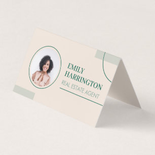 Carte De Visite Lignes fines Photo QR Code Agent immobilier Sable