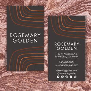 Carte De Visite Lignes neutres Brown Minimalistes Rétro simple