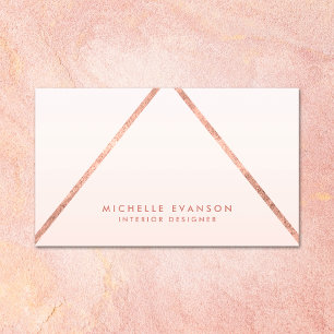 Carte De Visite Lignes roses Gold Foil Blush Pink Ombre Élégant