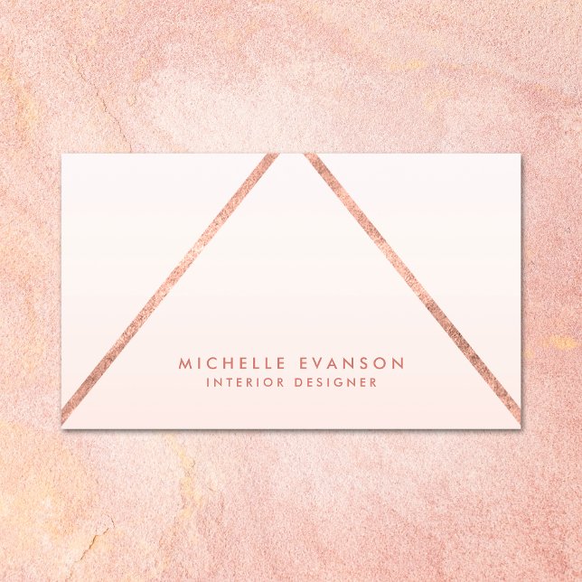 Carte De Visite Lignes roses Gold Foil Blush Pink Ombre Élégant (Créateur téléchargé)
