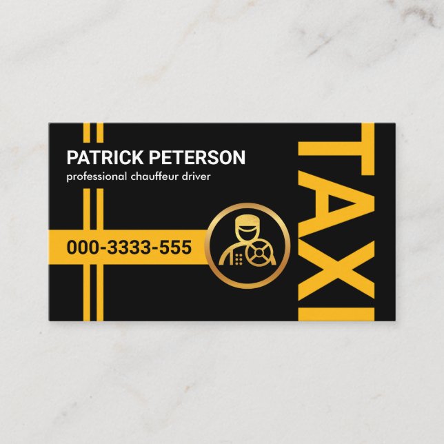 Carte De Visite Lignes verticales de signalisation de taxi jaune (Devant)
