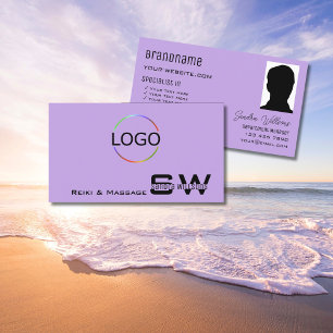 Carte De Visite Lilac avec logo Monogram et photo Lumière violet