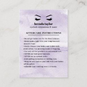 Carte De Visite Lilac Glam Eyelash Browbar Instructions pour les s