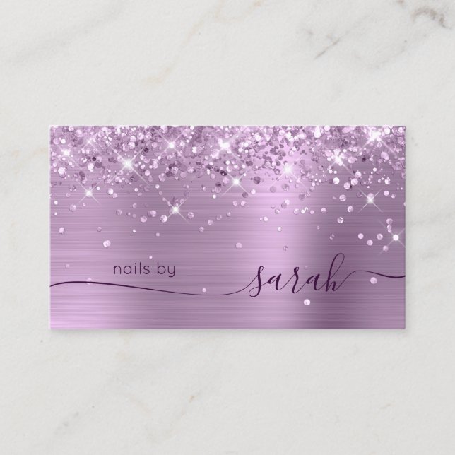 Carte De Visite Lilac Glittery Glam Signature élégante (Devant)