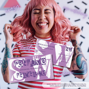 Carte De Visite Lilac moderne violet blanc chic avec initiales