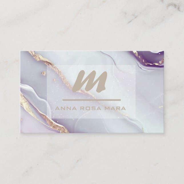 Carte De Visite *~* Lilac QR Marbre Glam Luxe Parties scintillant  (Devant)