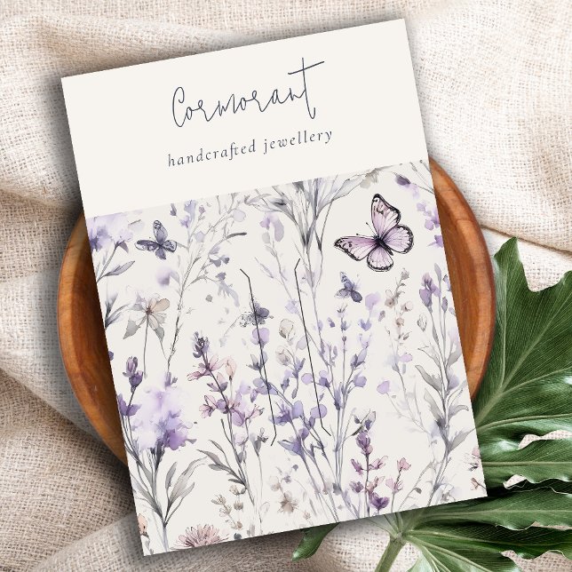 Carte De Visite Lilac Violet Floral Script Hairclip Porte-cache (Créateur téléchargé)