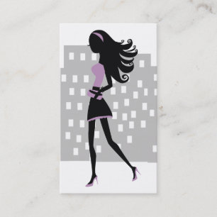 Carte De Visite lilas de grésillement de la fille   de la ville