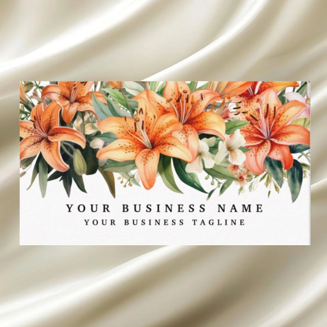 Carte De Visite Lillies de tigre Orange Lily Fleurs florales (Créateur téléchargé)