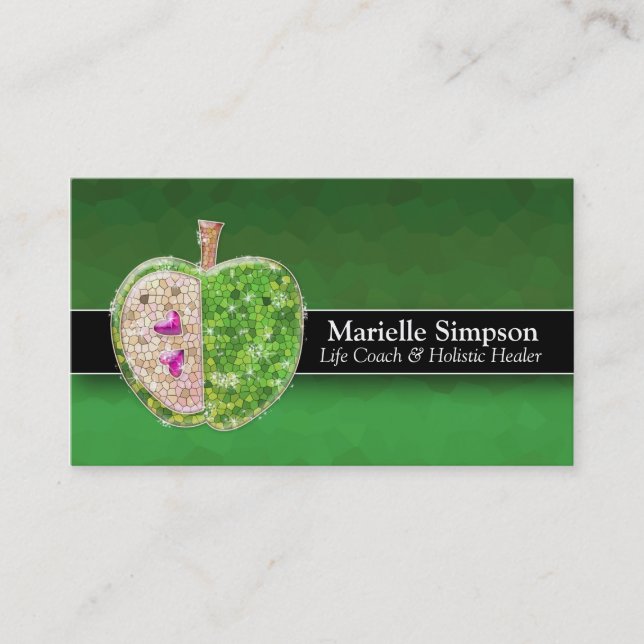Carte De Visite Lime Green Parties scintillant Apple Holistic Heal (Devant)