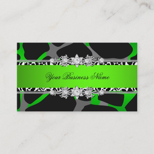 Carte De Visite Lime vert animal sauvage Black Jewel Regarder imag (Devant)