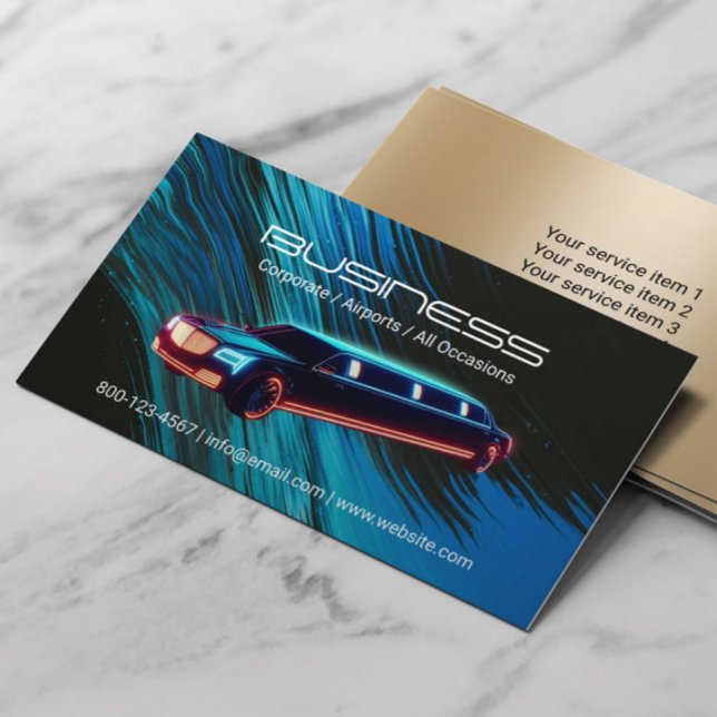 Carte De Visite Limousine & Taxi Voiture de location Abstrait Blue (Créateur téléchargé)