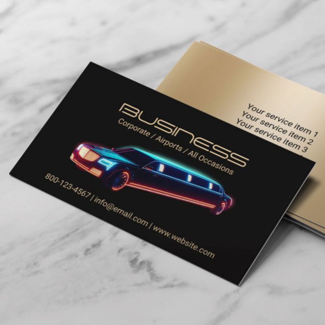 Carte De Visite Limousine & Taxi Voiture pour la location Modern B (Créateur téléchargé)