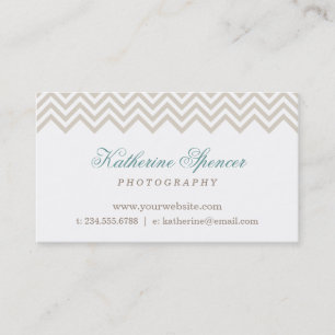 Carte De Visite Lin Beige moderne Chevron et Pois