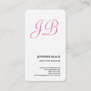 Carte De Visite Lin féminin Monogrammé Minimaliste Moderne Plaine