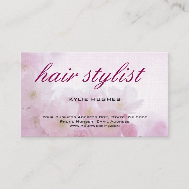 Carte De Visite Lin Feminine Florale cheveux Stylo professionnel (Devant)