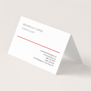 Carte De Visite Lin Légère Élégante Blanche Rouge Professionnelle