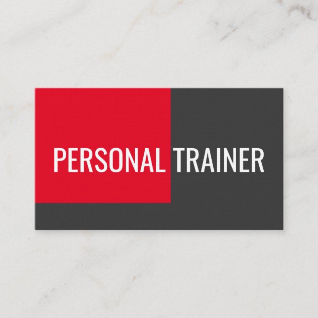 Carte De Visite Linen Red Grey Personal Trainer Fitness Minimalist (Devant)