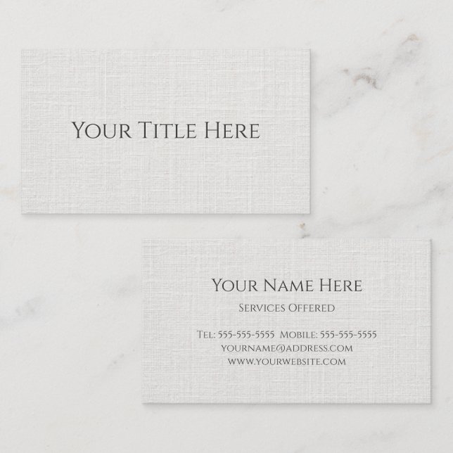 Carte De Visite Linge blanc simple classique moderne (Devant / Derrière)