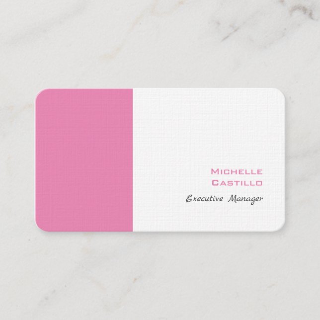 Carte De Visite Linge Plat Feminine Minimaliste Rose Blanc (Devant)