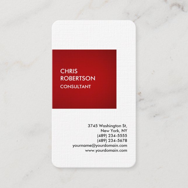 Carte De Visite Linge spécial rouge particulier personnel unique (Devant)