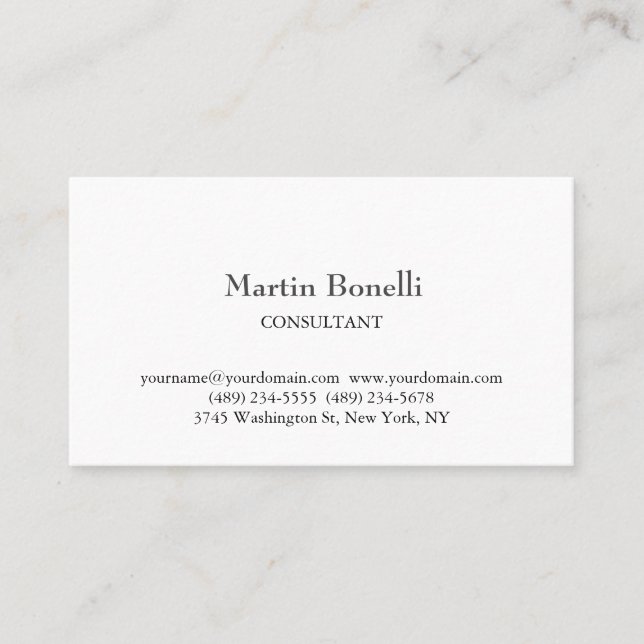 Carte De Visite Linge Unique Classique Simple Blanc (Devant)