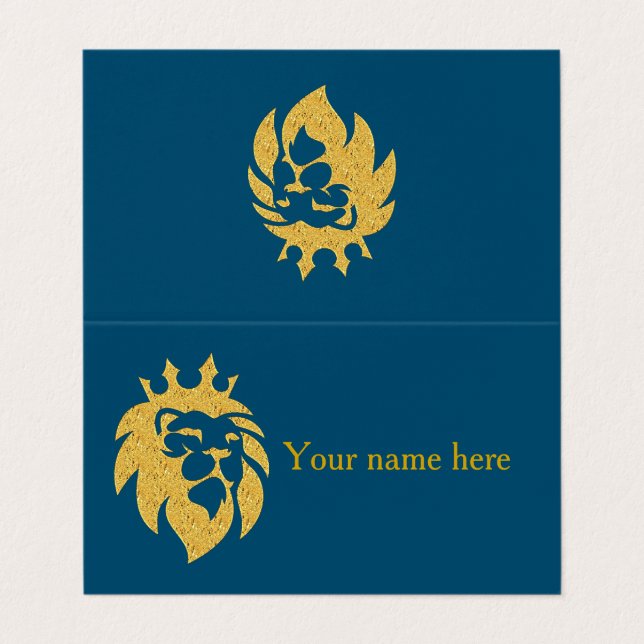 Carte De Visite Lion Avec Couronne - Style Or 1 (Extérieur déplié)