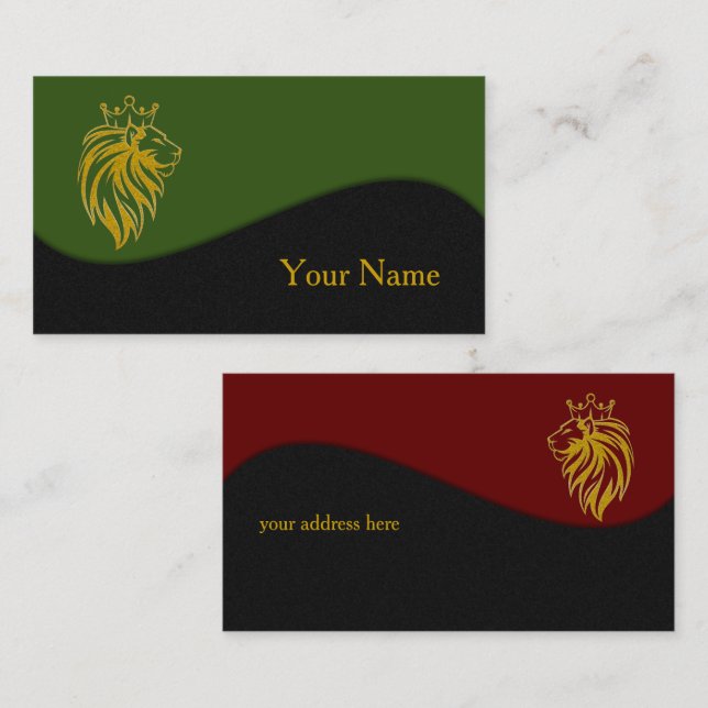 Carte De Visite Lion Avec Couronne - Style Or 2 (Devant / Derrière)
